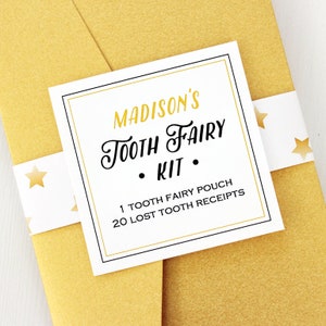 Tooth Fairy Kit - Custom Tooth Fairy Bag and Lost Tooth Receipts - Kids Keepsake