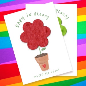 Plantable Baby Shower Favors | Baby in Bloom | 2.5" x 3.5" (set of 10) | Rainbow - BLANK or PERSONALIZED (please read description)