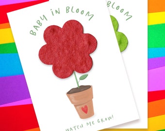 Plantable Baby Shower Favors | Baby in Bloom | 2.5" x 3.5" (set of 10) | Rainbow - BLANK or PERSONALIZED (please read description)