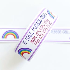 Rainbow ID Bracelets: Kids Custom Vinyl Safety Wristbands - Set of 12
