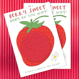 Plantable Party Favors: Berry Sweet Baby Shower Favors - Wildflower Seed Paper (Set of 10, 2.5x3.5")