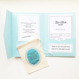 Tooth Fairy Kit - Custom Tooth Fairy Bag and Lost Tooth Receipts - Kids Keepsake