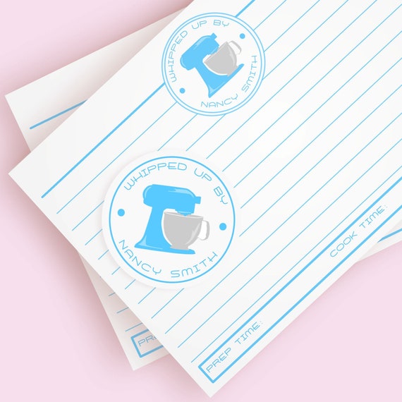 Recipe Cards & Labels : Personalized Whipped Up Recipe Cards - Custom printed - Set of 25 - Add-On 2" Labels - FREE U.S. Shipping Il_570xn