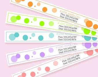 ID Bracelets for Kids - Personalized Vinyl Polka Dot ID Bands - Personalized Travel Bands - Child - Safety - Medical (Assorted Set of 12)