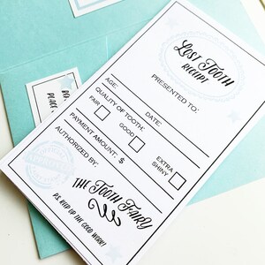 Tooth Fairy Kit - Custom Tooth Fairy Bag and Lost Tooth Receipts - Kids Keepsake