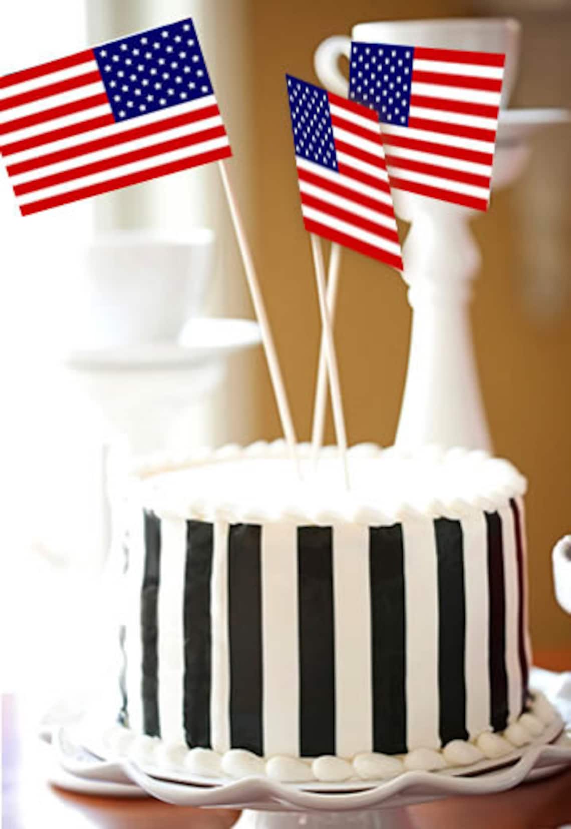 Cupcake Toppers Printable American Flag Cake Toppers DIY Etsy