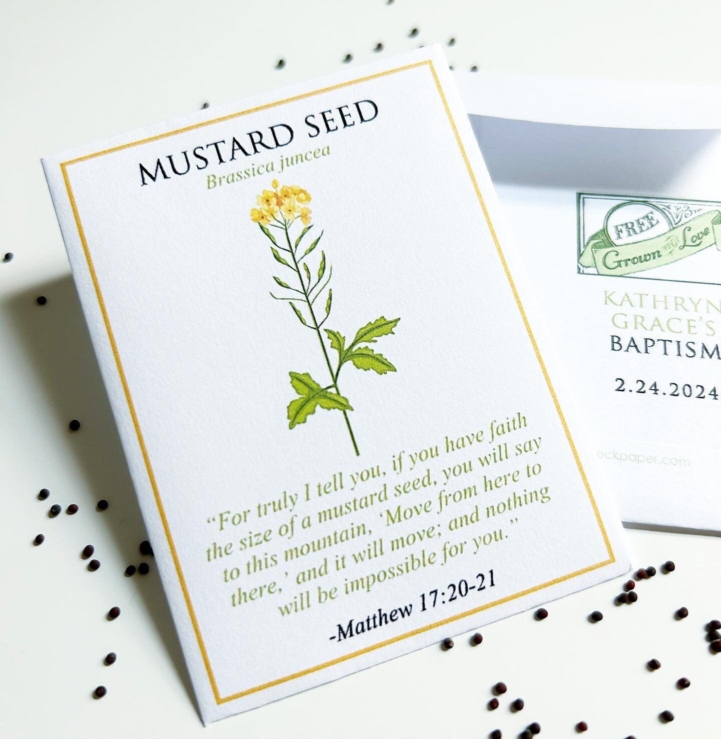 Christian Baby Shower Seed Packet Favor. Custom Seed Packets