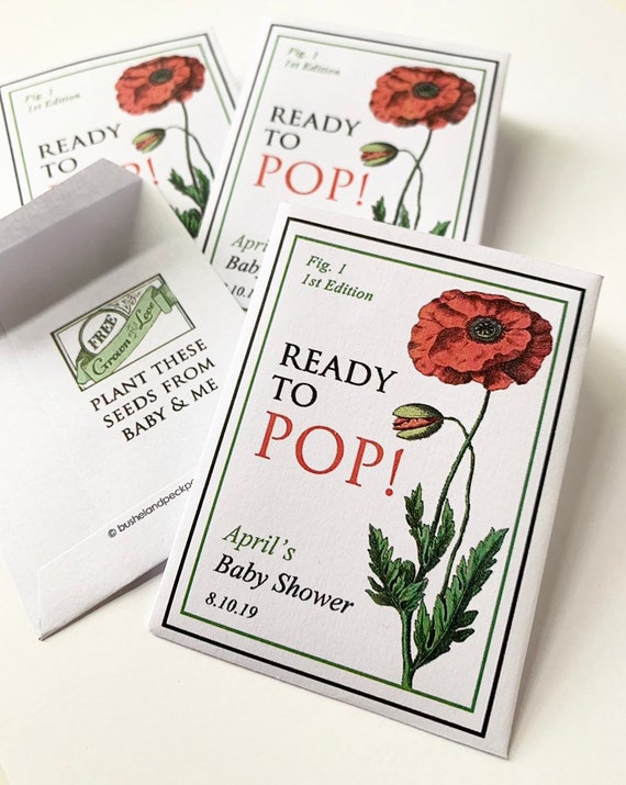 Baby Shower Seed Packet Favors Ready to POP Poppy Seed Favors set