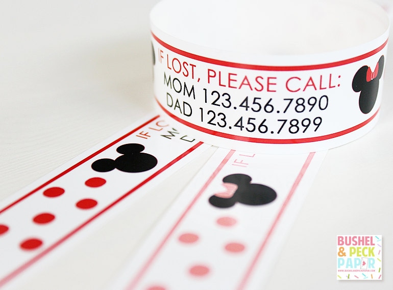 Kids ID Bands - Custom Vinyl Polka Dot Mouse ID Bracelets - Personali…