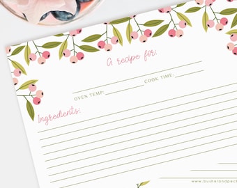 Recipe Cards | PINK BERRIES - (Set of 15) 4"x6" Double-sided Lined Cards