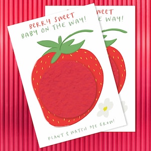Strawberry Baby Shower Favors: Plantable Wildflower Seed Paper (Set of 10 - 2.5x3.25&quot;)