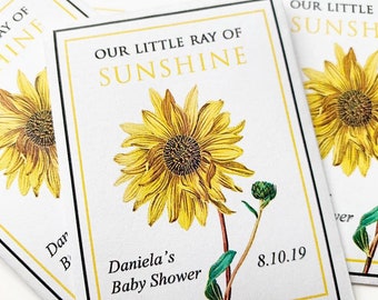Baby Shower Seed Packet Favors - Ray of SUNSHINE! Sunflower Favors (Set of 20) 2.5” x 3.25” - Personalized (please read description)