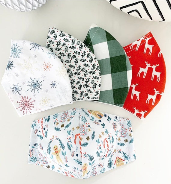 KID Cotton Face Mask, ONE Single Mask, Washable, Reusable, Double Layer. Made in USA - Ready to Ship - Holiday Patterns Il_570xn