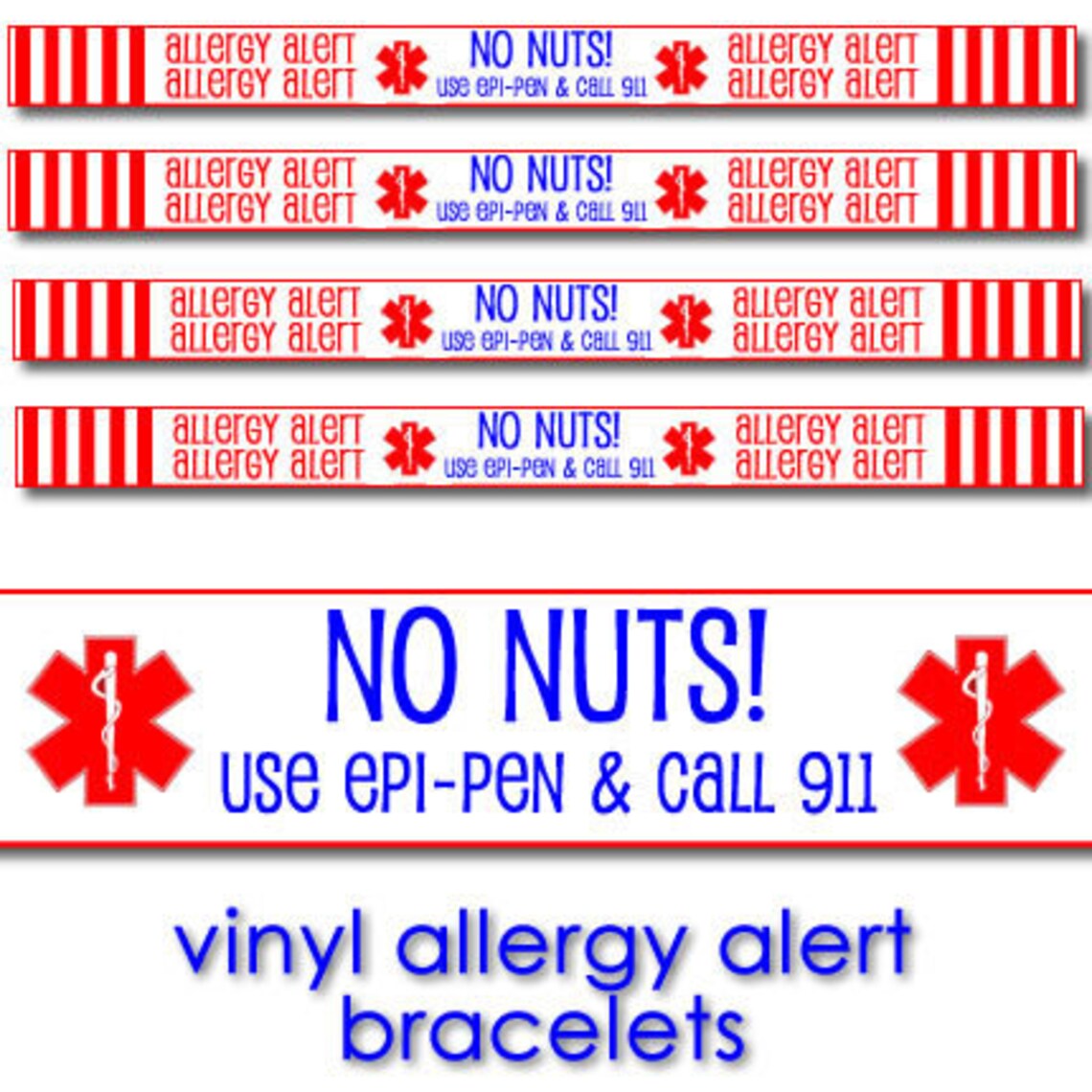 Kids Allergy Bands Custom Vinyl Allergy Alert ID Bracelets Etsy