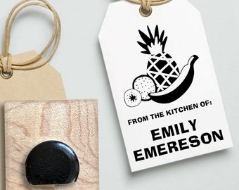 Custom Kitchen Stamp - Personalized Kitchen Stamp - 2 x 3 Wood Mount Stamp and Black Ink Pad | TROPICAL