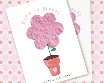 Plantable Baby Shower Favors | Baby in Bloom | 2.5" x 3.5" (set of 10) | BLANK or PERSONALIZED - Wildflower | PINK (please read description)