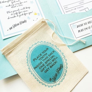 Tooth Fairy Kit - Custom Tooth Fairy Bag and Lost Tooth Receipts - Kids Keepsake