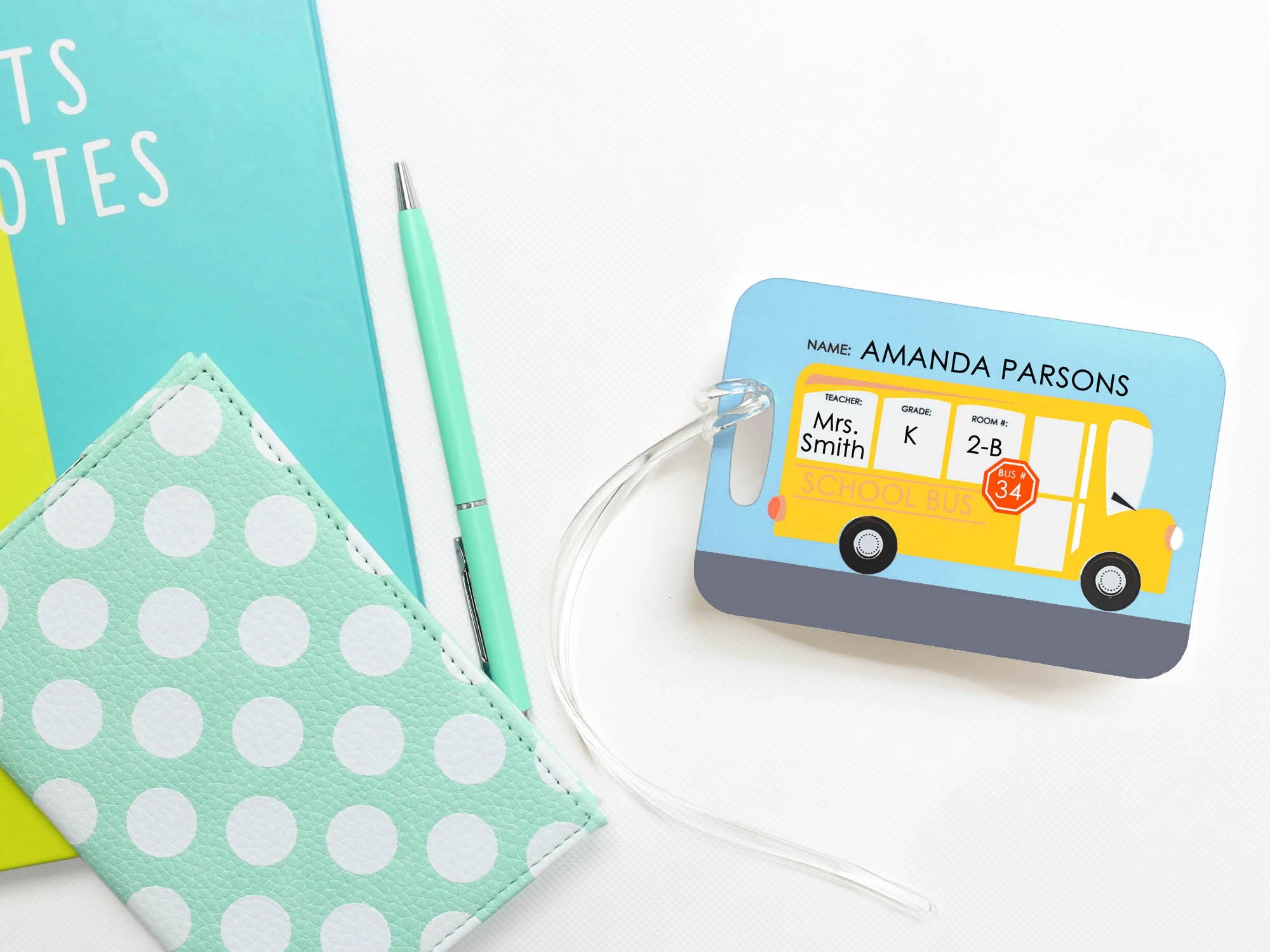 School Bus Luggage Tag Personalized Bag Tag Kindergarten Etsy