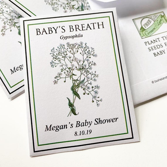 Baby Shower Seed Packet Favors - FREE U.S. Shipping : Baby's Breath Favors  (Set of 20) - 2.5” x 3.25” (Empty or WITH Seeds) - Personalized by Bushel &  Peck Paper