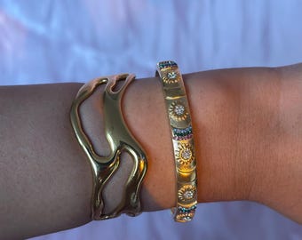 Gold Bangle Bracelet, Dainty Gold Bracelet, CZ Crystal Bracelet, Stacking Bracelet, Minimalist Jewellery, Gift for Her, Waterproof