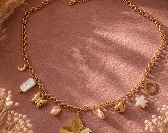 Waterdichte gouden bedelketting, 18-karaats vergulde ketting die niet verkleurt, roestvrijstalen alledaagse sieraden, gelaagde bedelketting, cadeau