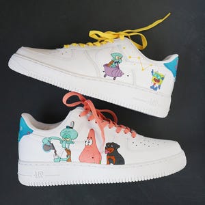 Zapatillas Air Force 1 personalizadas de Bob Esponja - Diseño único de Bob Esponja - Zapatillas personalizadas de dibujos animados - Regalo divertido para niños y adultos