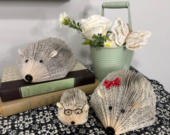 Custom Repurposed Book Hedgehogs