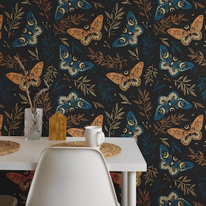 Boho Butterfly Wallpaper Mural: Celestial Moth Wall Decor