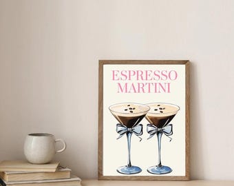 Poster Martini Stampa artistica da parete Martini Stampa acquerello Stampa Martini Carrello bar Bicchieri da Martini Poster cocktail Bar Arte stampabile Decorazione dopamina