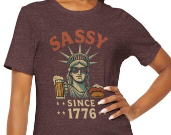Lady Liberty 4th of July Shirt: Patriotic Beer & Hot Dog Tee