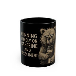Schwarzer Bär Becher - lustige Kaffeetasse, Geschenke für Kaffeeliebhaber, Bärenliebhaber Geschenk, Bürostimmung, Geschenk für ihn, Geburtstagsgeschenk