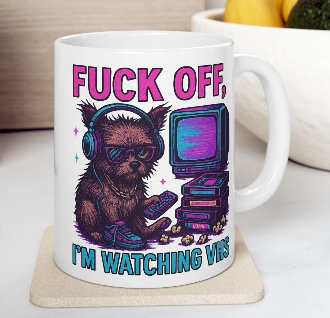 Funny Sweary Retro 80s 90s VHS Ceramic Mug, Sarcastic Fuck off Coffee ...