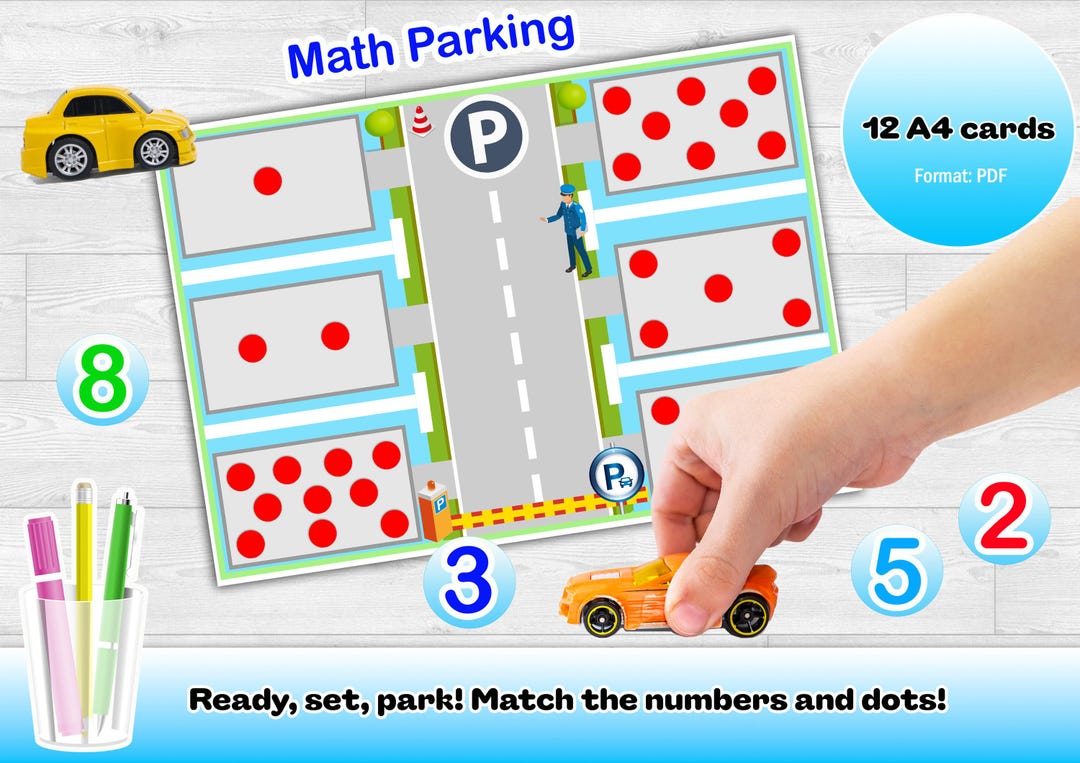 Parking With Math Math Parking Game: Number Recognition Activity, Printable A4 Cards (PDF ...