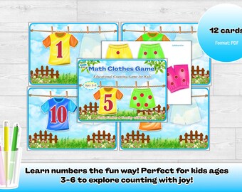 Clothesline Math Game – Printable Counting Activity for Preschoolers, Number Matching, Montessori-Inspired Learning