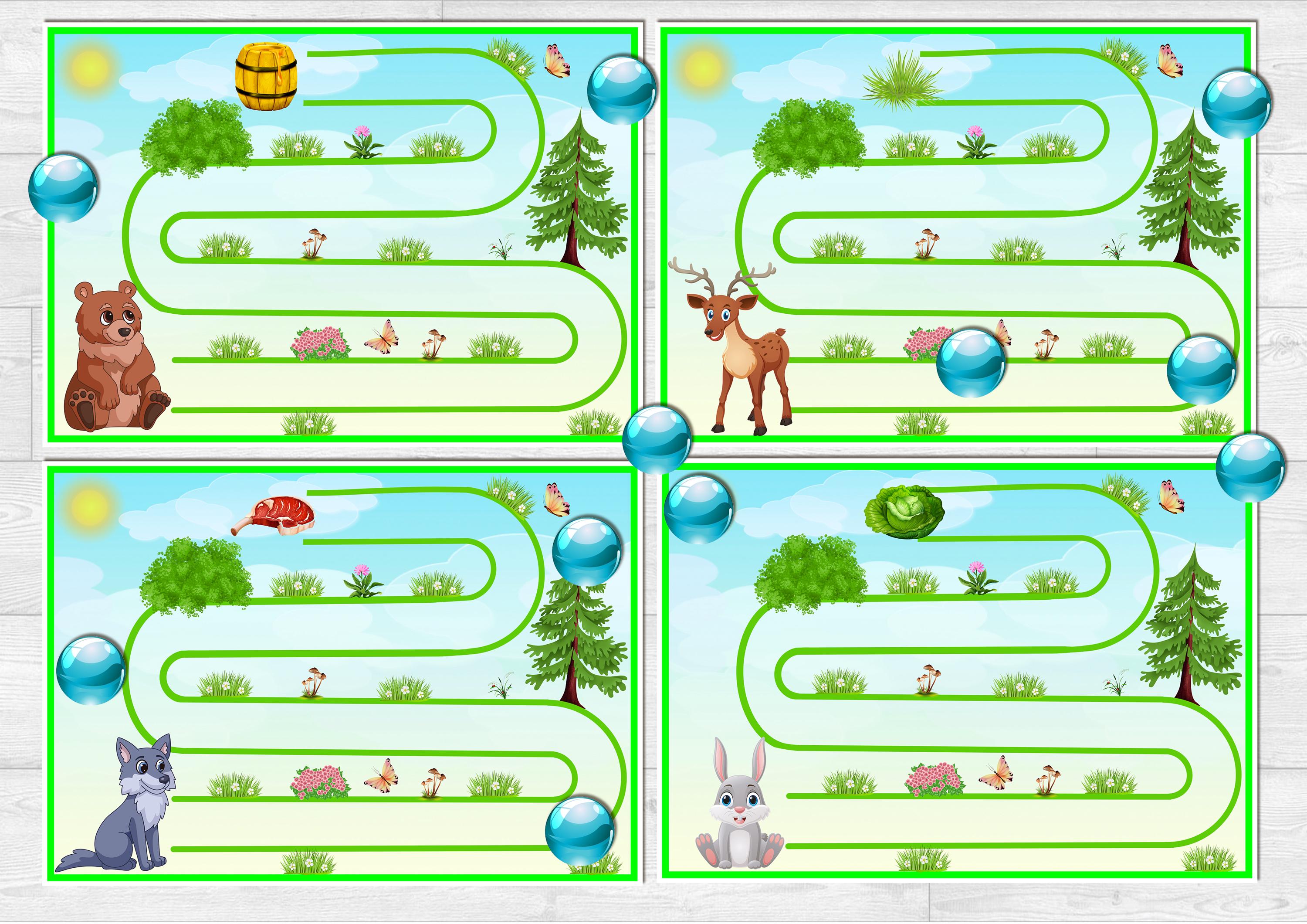 Marble Path Game – Fine Motor Skills Animal Activity Cards for ...