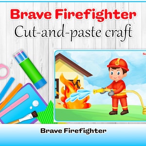 Firefighter Craft for Kids – Cut and Paste Activity, Community Helpers Preschool Printable