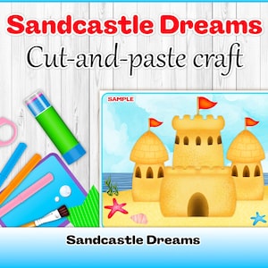 Printable Sandcastle Craft: Summer Cut and Paste Activity for Kids