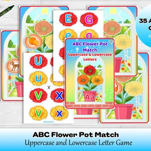 ABC Flower Pot Match Uppercase and Lowercase Letter Game Alphabet Activity for Preschool and Kindergarten