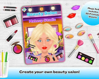 Printable Paper Doll Beauty Salon – Foldable Dollhouse Pretend Play Activity | DIY Craft for Kids