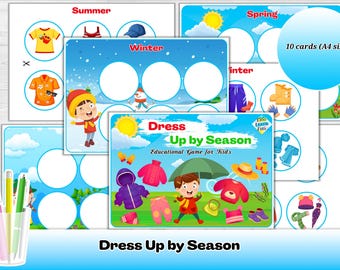 Juego de vestir Montessori: combina ropa y el clima según la estación para niños / Imprimible educativo