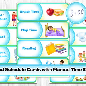 Kids Visual Schedule Cards Daily Routine with Time Writing