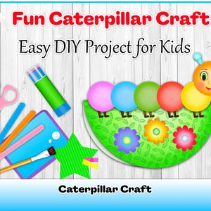 Caterpillar Craft for Kids – Cut and Paste Insect Activity – Preschool Printable Fine Motor Skills