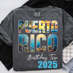 Puerto Rico Birthday Trip 2025 PNG, Tropical Vacation Shirt Design, Island Travel Sublimation, Digital Download for Matching Group Tees