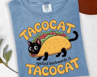 Taco Cat Shirt: Funny Black Cat Tee, Mexican Food Pun Gift