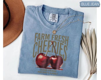 Vintage Farm Fresh Cherries T-Shirt: Retro Market Graphic Tee