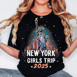New York Girls Trip 2025 PNG, Statue of Liberty NYC Skyline Sublimation, Bachelorette Travel Design, Big Apple City Vacation Clipart
