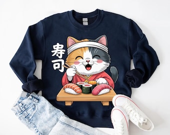 Kawaii Sushi Cat Sweatshirt: Anime Japanese Food Lover Gift
