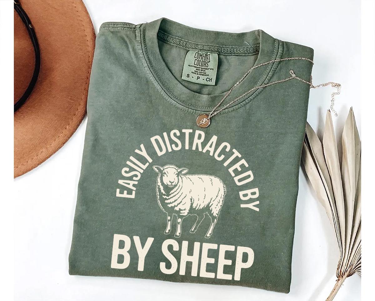 Easily Distracted by Sheep T-shirt - Funny Animal Lover Graphic