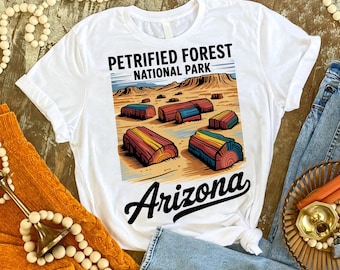 Petrified Forest National Park Shirt | Arizona Travel Souvenir Tee | Retro Desert Landscape T-shirt | National Park Lover Gift