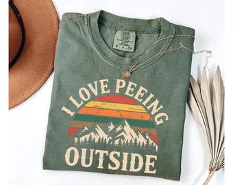 I Love Peeing Outside Shirt: Funny Retro Camping Graphic Tee